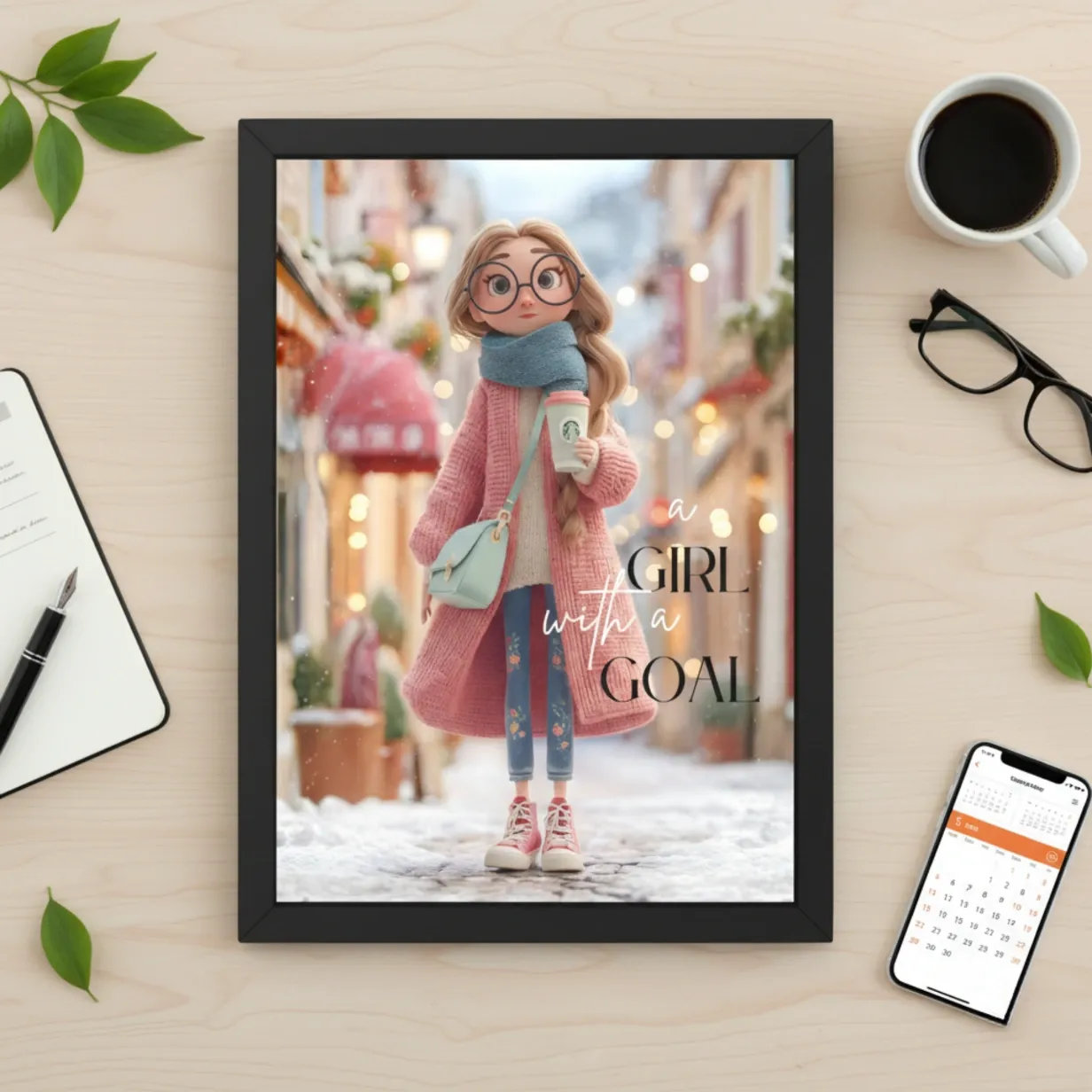 Wall Decor Whimsical Art A4 Black Frame