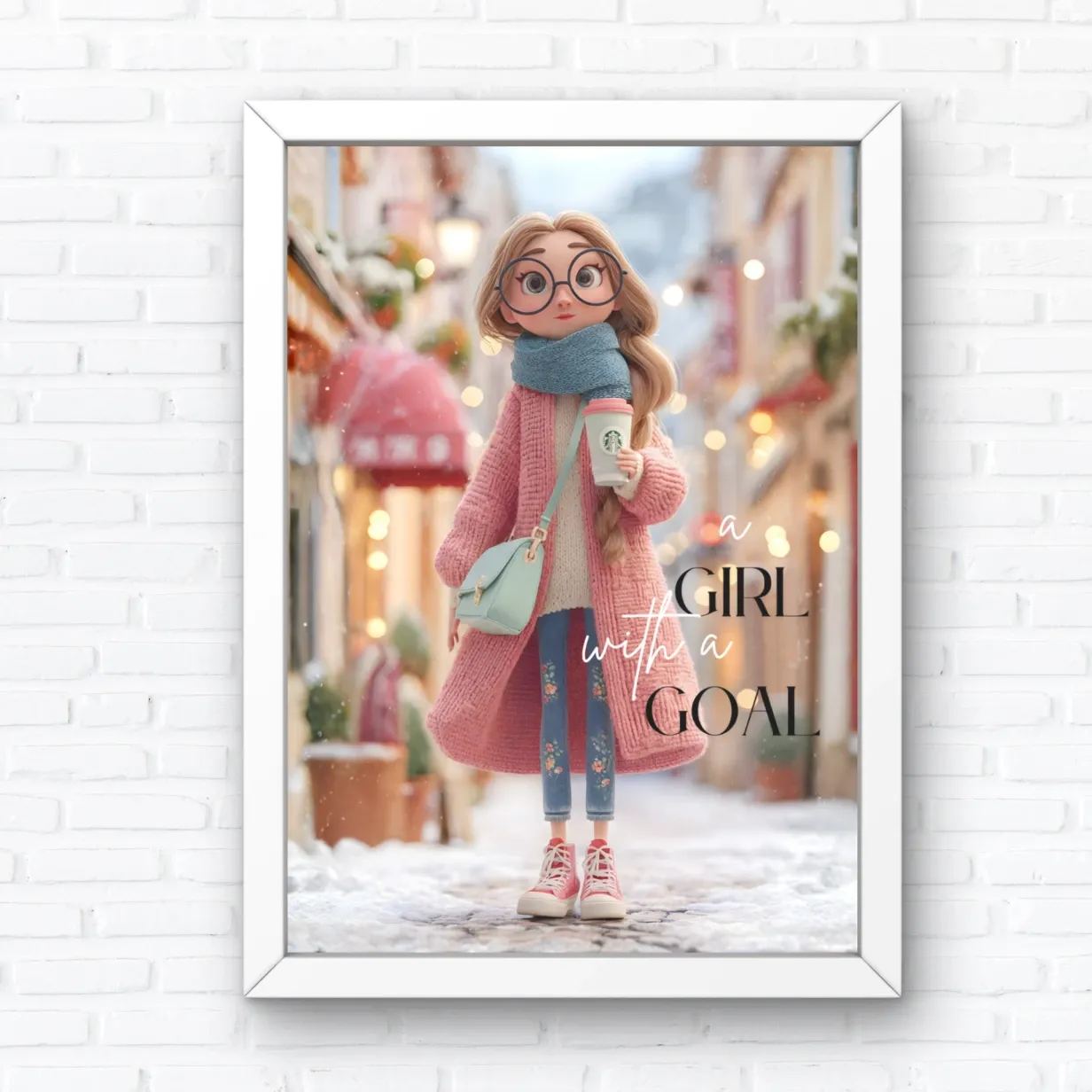 Wall Decor Whimsical Art A3 White Frame