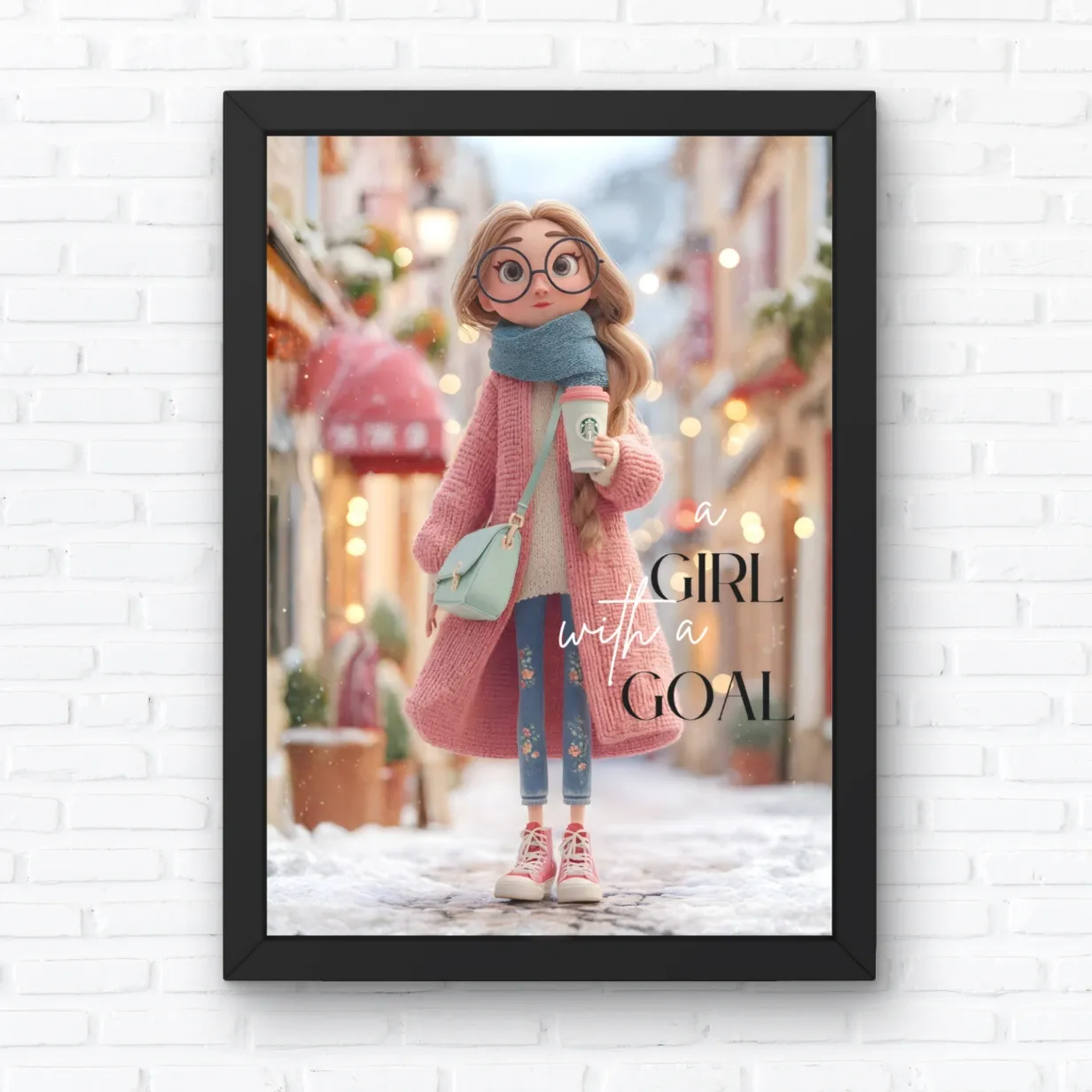 Wall Decor Whimsical Art A3 Black Frame